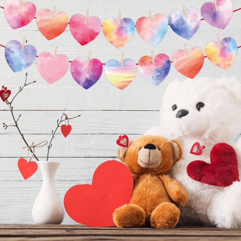 Machomby 48 Pcs Valentine’s Day Heart Cutouts, Watercolor Heart Paper Cutouts Valentine’s Day Cut-Outs Bulletin Board Decorations for Home School Classroom Valentines Party Chalkboard Window Wall Decor - Image 3